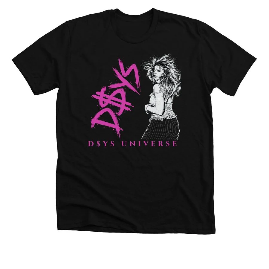 Cassiel x D$YS Universe Collection, a solid black blend premium unisex tee