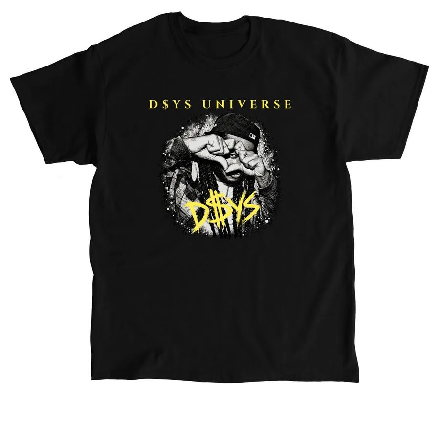 Daniel Heartless x D$YS Universe Collection, a black unisex tee with a gold D$YS Universe graphic